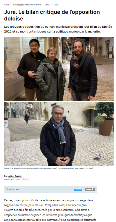 Article de la Voix du Jura